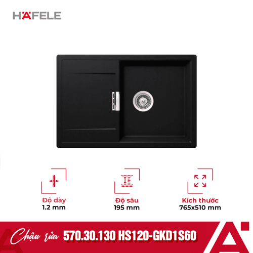 Chậu rửa bát đá Hafele HS20-GKD1S60 570.30.130