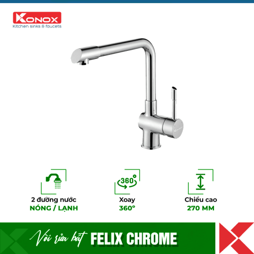 Vòi rửa bát Konox Felix Chrome