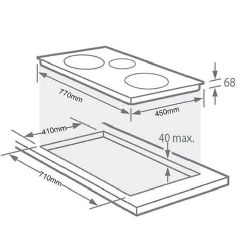 Kích thước bếp từ 3 vùng nấu Hafele HC-I773D 536.61.585