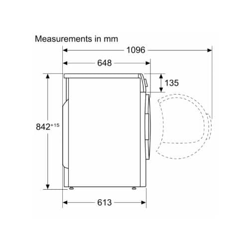 Kích thước máy sấy quần áo Bosch WQG24200SG