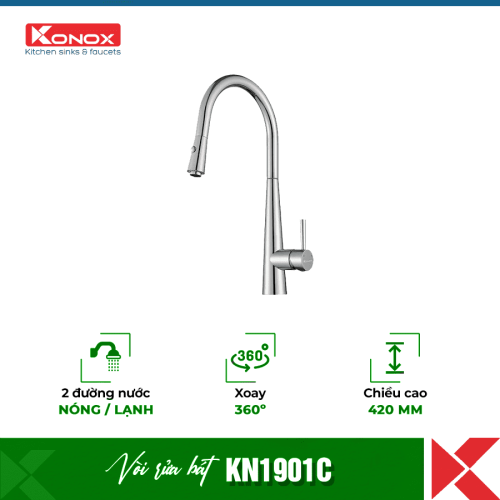 Vòi rửa bát rút dây Konox KN1901C
