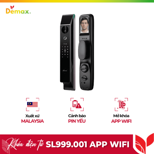 Khóa cửa điện tử nhận diện khuôn mặt Face ID - 3D Demax SL999.001 App Wifi
