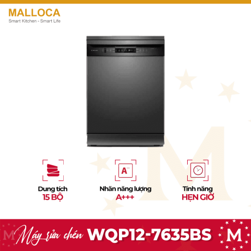 Máy rửa chén bát Malloca WQP12-7635BS