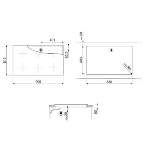 Kích thước bếp từ 4 vùng nấu Hafele HC-I604D 535.02.040
