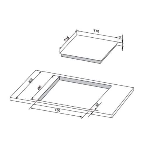Kích thước bếp từ Hafele 3 vùng nấu HC-IS773EA 535.02.242
