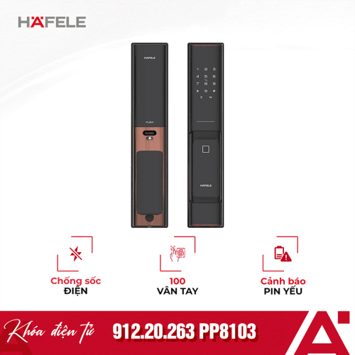Khóa điện tử Hafele PP8100 BLE glossy copper with Z-wave 912.20.263