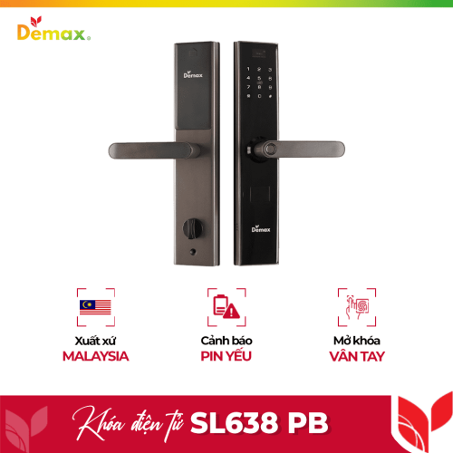 Khóa cửa điện tử thông minh Demax SL638 PB