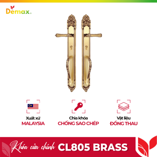 Khóa cửa chính Demax CL805 Brass