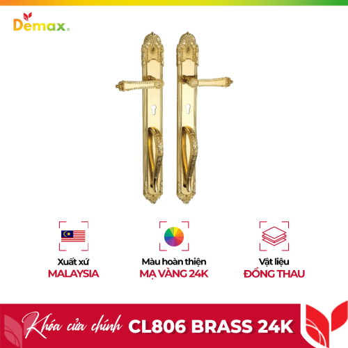 Khóa cửa chính Demax CL806 Brass 24K