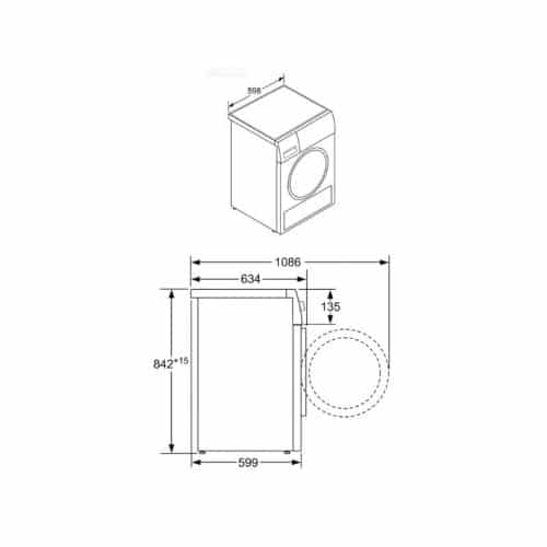 Kích thước máy sấy quần áo Bosch WTX87E40
