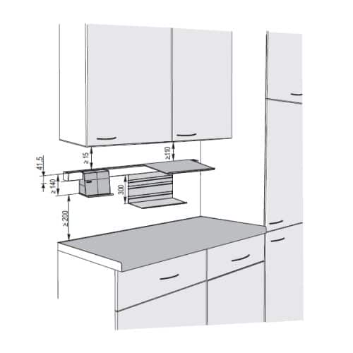 Kích thước của Phụ kiện nhà bếp treo tường Linero Mosaiq Hafele 521.02.572