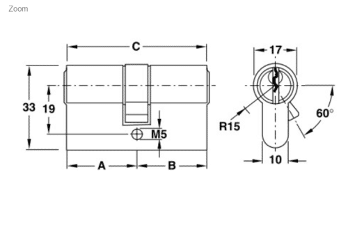 Ruột khóa 2 đầu Hafele 916.00.068, 81mm Đồng thau