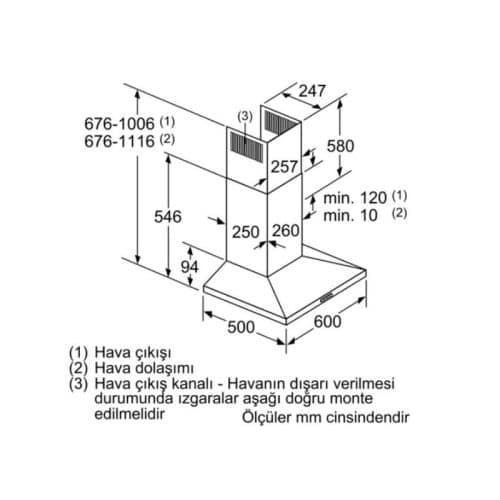 Kích thước máy hút mùi treo tường Bosch DWQ66DM50