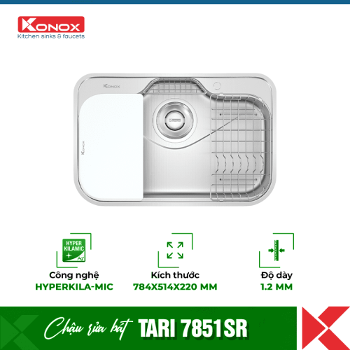 Chậu rửa bát inox 1 hố Konox Tari 7851SR