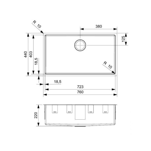 Thiết kế của chậu rửa bát inox 1 hố Reginox NEW YORK HMH.R31377