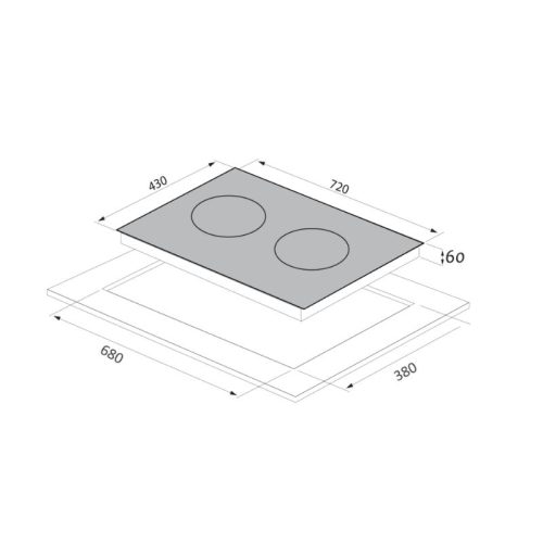 Bếp từ đôi Tomate GH DUO‐S2I Serie 8 lắp âm 5 kich thuoc bep tu doi tomate gh duo‐s2i serie 8 lap am