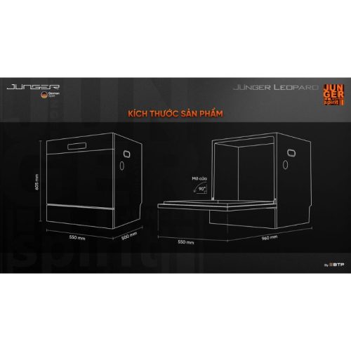 Máy rửa bát độc lập Junger Leopard DWJ-100 5 kich thuoc may rua bat junger leopard dwj 100