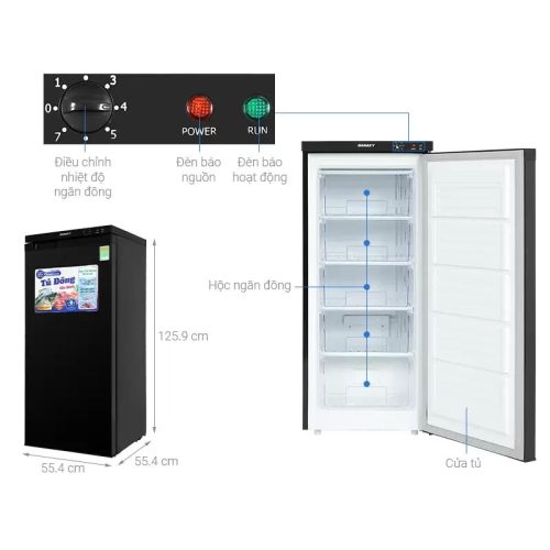 Tủ đông đứng Sanaky inverter VH180VD3 150 lít 5 kich thuoc tu da dung sanaky td vh180vd3