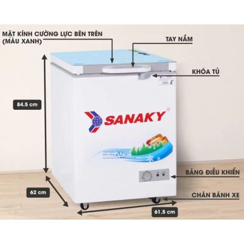Tủ đông Sanaky VH1599HYKD 150 lít 5 kich thuoc tu dong sanaky vh 1599hykd