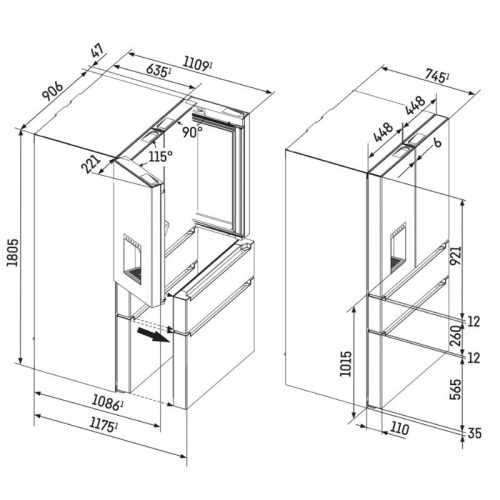 Tủ lạnh SBS Liebherr MBsddi 9528 001 20 3 kich thuoc tu lanh sbs liebherr mbsddi 9528 001 20